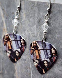 Alice in Chains Guitar Pick Earrings with Clear Swarovski Crystals