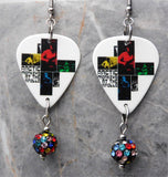 Arctic Monkeys At The Apollo Guitar Pick Earrings with Pave Bead Dangles