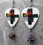 Arctic Monkeys At The Apollo Guitar Pick Earrings with Pave Bead Dangles