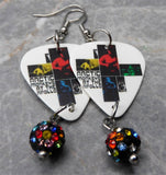 Arctic Monkeys At The Apollo Guitar Pick Earrings with Pave Bead Dangles