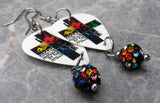 Arctic Monkeys At The Apollo Guitar Pick Earrings with Pave Bead Dangles
