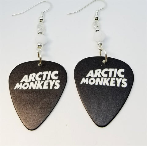 Arctic Monkeys Black Guitar Pick Earrings with White Swarovski Crystals