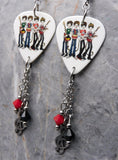 Arctic Monkeys Guitar Pick Earrings with Stainless Steel Charms and Swarovski Crystal Dangles