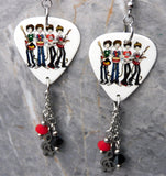 Arctic Monkeys Guitar Pick Earrings with Stainless Steel Charms and Swarovski Crystal Dangles