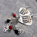 Arctic Monkeys Guitar Pick Earrings with Stainless Steel Charms and Swarovski Crystal Dangles