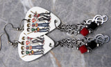 Arctic Monkeys Guitar Pick Earrings with Stainless Steel Charms and Swarovski Crystal Dangles