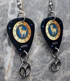 Horoscope Astrological Sign Aries Guitar Pick Earrings with Laser Cut Horoscope Charms