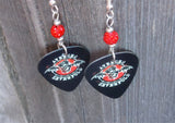 Avenged Sevenfold Guitar Pick Earrings with Red Pave Beads