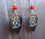 Avenged Sevenfold Guitar Pick Earrings with Red Pave Beads