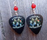 Avenged Sevenfold Guitar Pick Earrings with Red Pave Beads