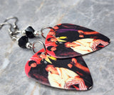 The Beach Boys Group Photo Guitar Pick Earrings with Black Swarovski Crystals