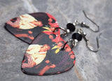 The Beach Boys Group Photo Guitar Pick Earrings with Black Swarovski Crystals