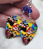 The Beatles Yellow Submarine Guitar Pick Earrings with Blue Swarovski Crystals