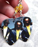 The Black Eyed Peas Guitar Pick Earrings with Yellow Swarovski Crystals