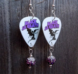 Black Sabbath Master of Reality Guitar Pick Earrings with Purple Ombre Pave Bead Dangles