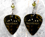 Black Veil Brides Guitar Pick Earrings with Olivine Green Swarovski Crystals