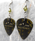 Black Veil Brides Guitar Pick Earrings with Olivine Green Swarovski Crystals