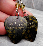 Black Veil Brides Guitar Pick Earrings with Olivine Green Swarovski Crystals