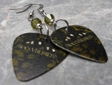 Black Veil Brides Guitar Pick Earrings with Olivine Green Swarovski Crystals