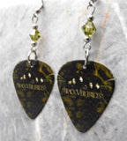 Black Veil Brides Guitar Pick Earrings with Olivine Green Swarovski Crystals