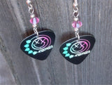 Blink 182 Self Titled Album Black Guitar Pick Earrings with Pink Swarovski Crystals