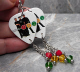 Blink 182 Group Picture Guitar Pick Earrings with Swarovski Crystal Dangles