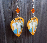Blink 182 What's My Age Guitar Pick Earrings with Orange Swarovski Crystals