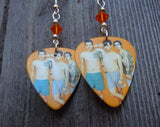 Blink 182 What's My Age Guitar Pick Earrings with Orange Swarovski Crystals