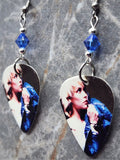 Blondie Guitar Pick Earrings with Blue Swarovski Crystals