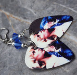 Blondie Guitar Pick Earrings with Blue Swarovski Crystals
