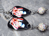 Blondie Guitar Pick Earrings with White AB Pave Beads