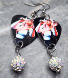 Blondie Guitar Pick Earrings with White AB Pave Beads
