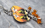 Bryan Adams 18 Til I Die Guitar Pick Earrings with Orange Swarovski Crystals