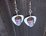 David Bowie Aladdin Sane Guitar Pick Earrings with Clear Swarovski Crystals