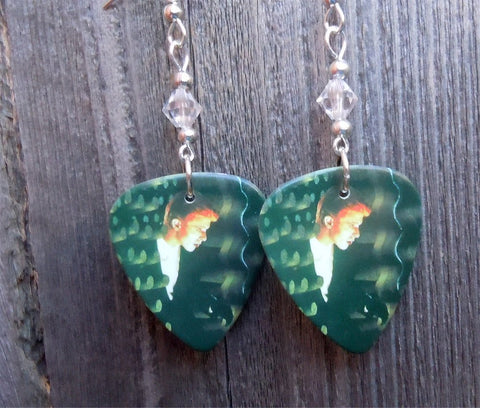 David Bowie Station to Station Guitar Pick Earrings with Clear Swarovski Crystals