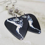 David Bowie The Man Who Sold The World Guitar Pick Earrings with White Pave Beads