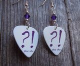 Deep Purple Now What Guitar Pick Earrings with Purple Swarovski Crystals