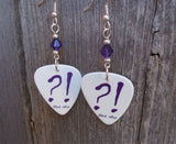 Deep Purple Now What Guitar Pick Earrings with Purple Swarovski Crystals