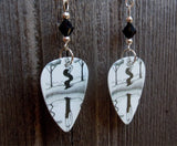 Deep Purple Rapture of the Deep Guitar Pick Earrings with Black Swarvoski Crystals