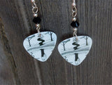 Deep Purple Rapture of the Deep Guitar Pick Earrings with Black Swarvoski Crystals