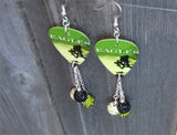 The Very Best of the Eagles Guitar Pick Earrings with Pave Bead Dangles