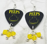 Peeps Guitar Pick Earrings with Yellow Opal Swarovski Crystal Dangles