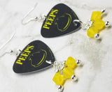 Peeps Guitar Pick Earrings with Yellow Opal Swarovski Crystal Dangles