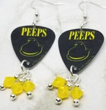 Peeps Guitar Pick Earrings with Yellow Opal Swarovski Crystal Dangles