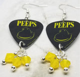 Peeps Guitar Pick Earrings with Yellow Opal Swarovski Crystal Dangles