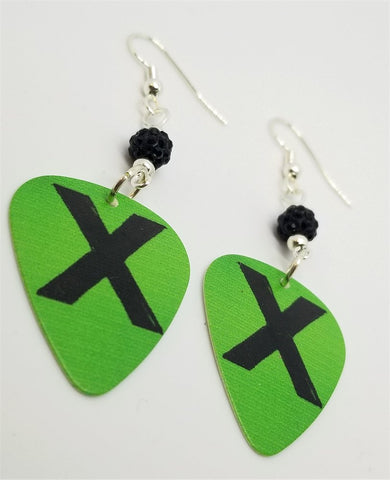 Ed Sheeran X Guitar Pick Earrings with Black Pave Beads