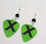 Ed Sheeran X Guitar Pick Earrings with Black Pave Beads