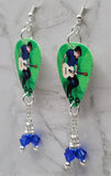 Ed Sheeran Guitar Pick Earrings with Blue Swarovski Crystal Dangles