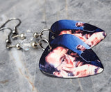 Eric Clapton Guitar Pick Earrings with Clear Swarovski Crystals