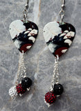Evanescence Amy Lee Guitar Pick Earrings with Pave Bead Dangles